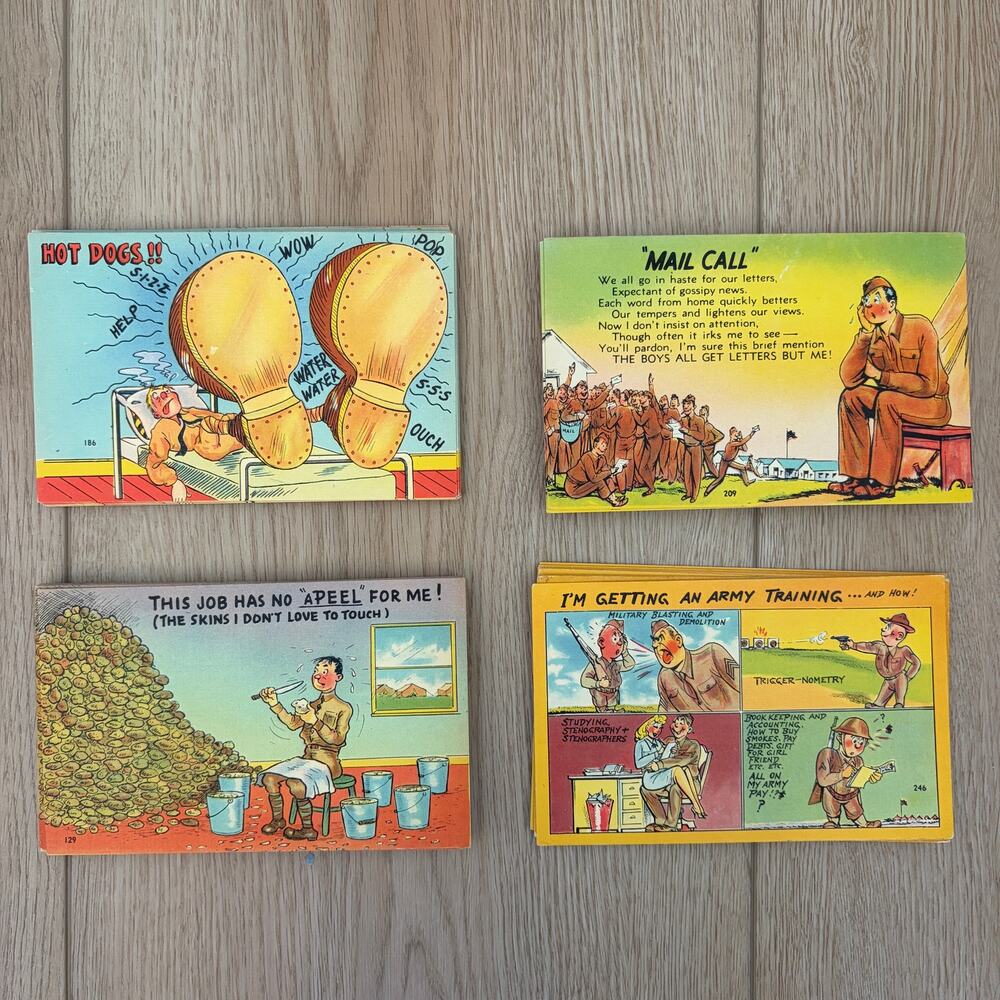Vintage Series L, N, O, P Army Postcards LOT of 72 Cards